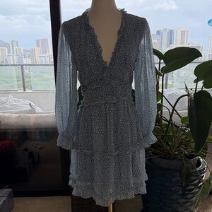 Blue Floral Long Sleeve Dress